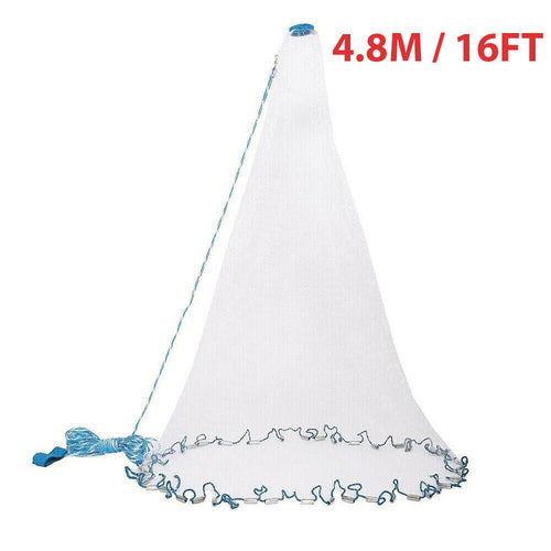 6/8/10/12/16FT Fishing Cast Net Bait Easy Throw Hand Cast Strong Nylon Stashed cav
