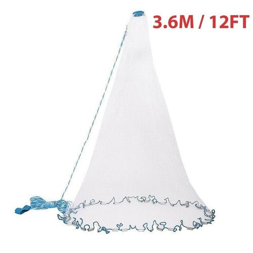 6/8/10/12/16FT Fishing Cast Net Bait Easy Throw Hand Cast Strong Nylon - Stashed cav