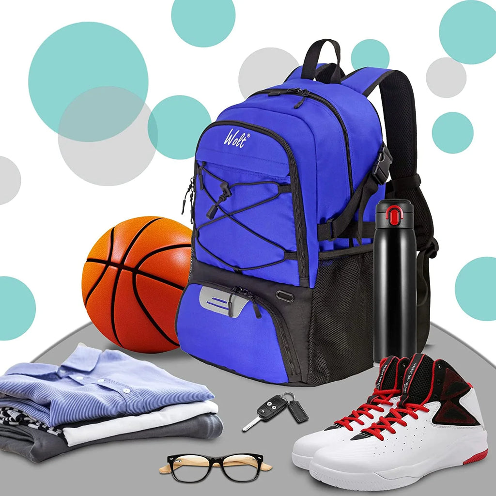 Blue Basketball Bag Backpack Bag for Men--Best Accessories Gym Daily Use 1 Pack