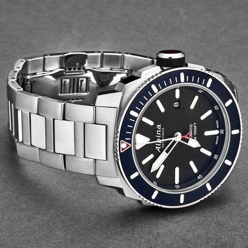 Alpina Men's wristwatch Seastrong' Diver Black Dial Stainless watch - Stashed cav