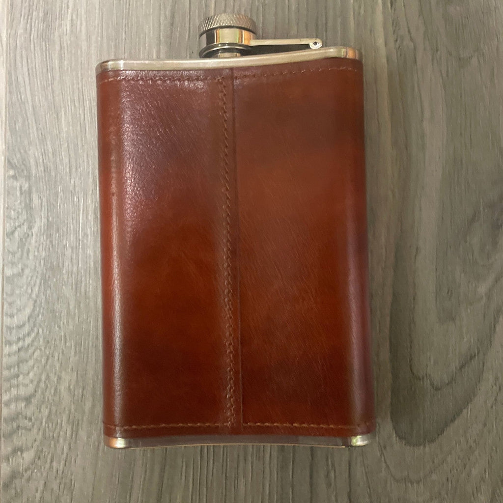 Crown Royal 8oz Stainless Steel Flask with Brown Faux Leather Cover - Stashed cav