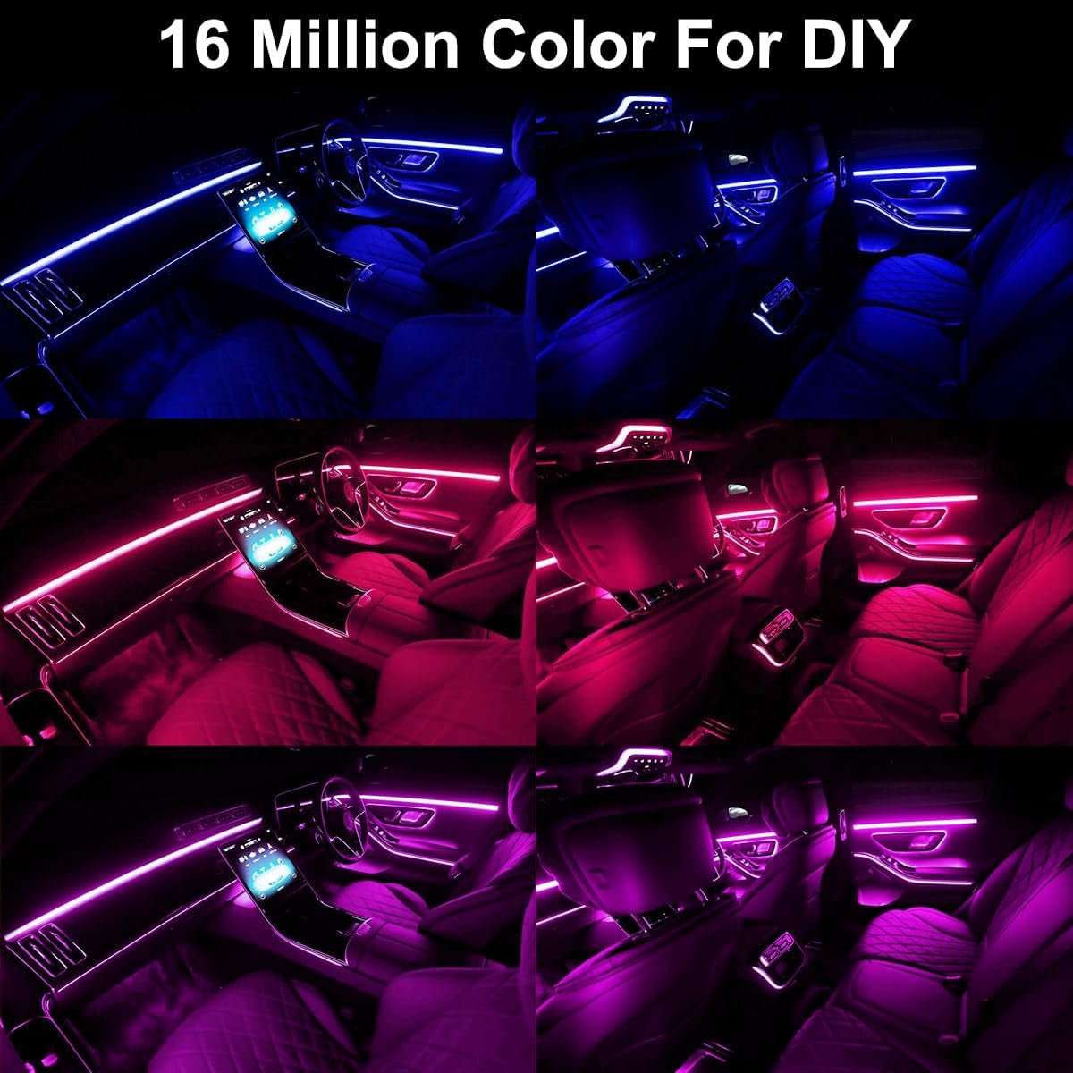 Interior Car LED Strip Lights APP Control, 5 in 1 RGB 16 Million Colors Ambient - Stashed cav