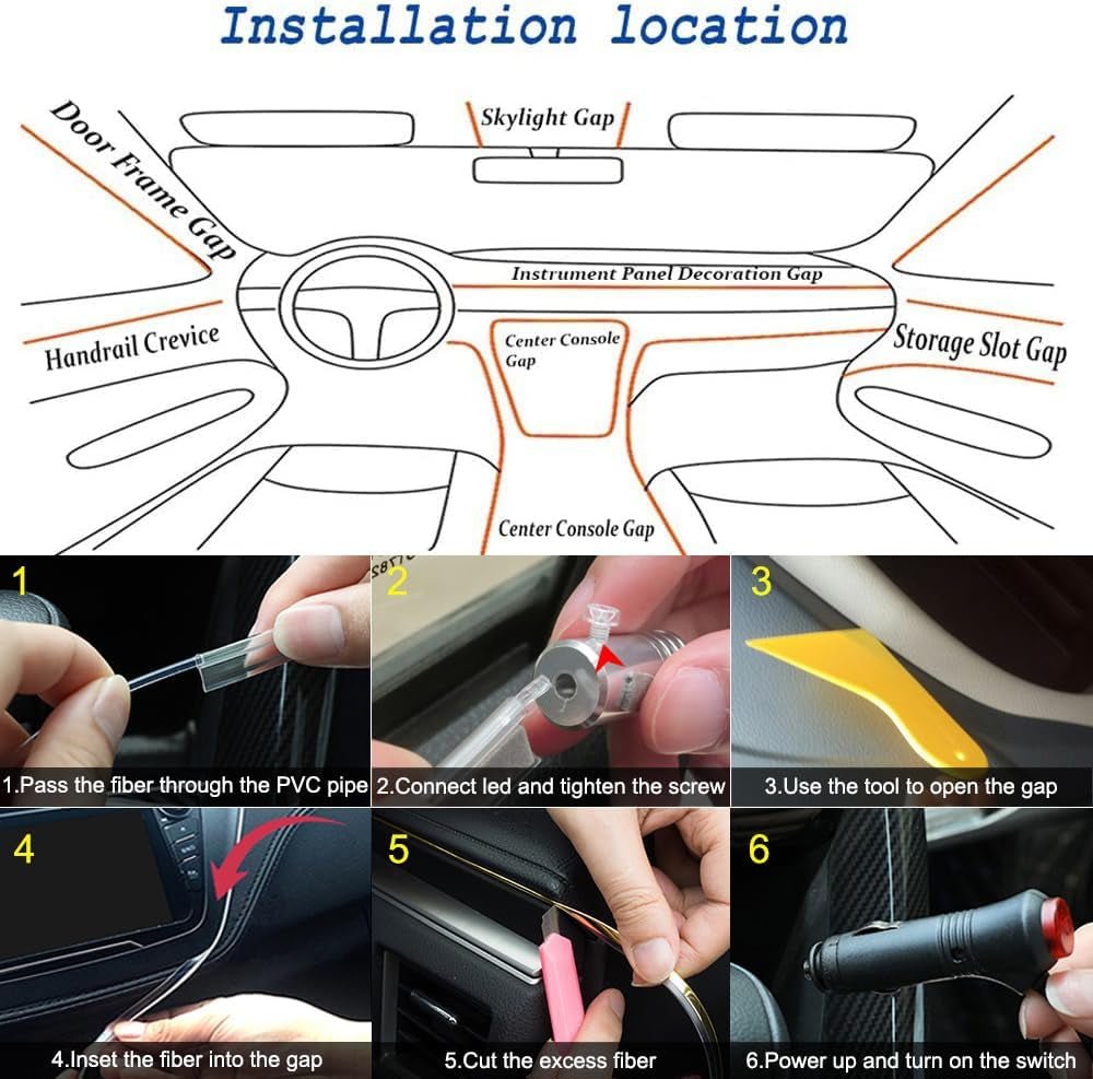 Interior Car LED Strip Lights APP Control, 5 in 1 RGB 16 Million Colors Ambient - Stashed cav