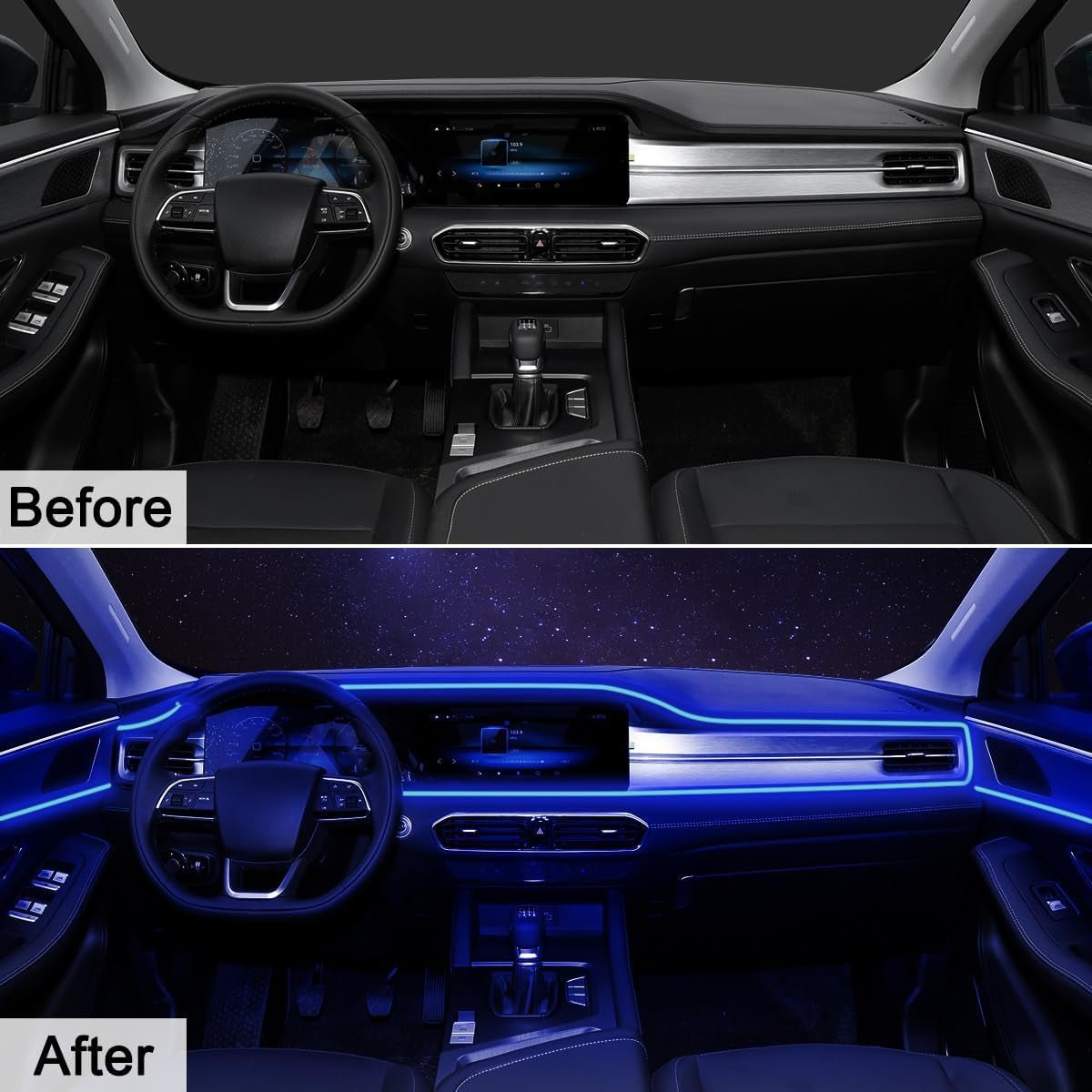 Interior Car LED Strip Lights APP Control, 5 in 1 RGB 16 Million Colors Ambient - Stashed cav