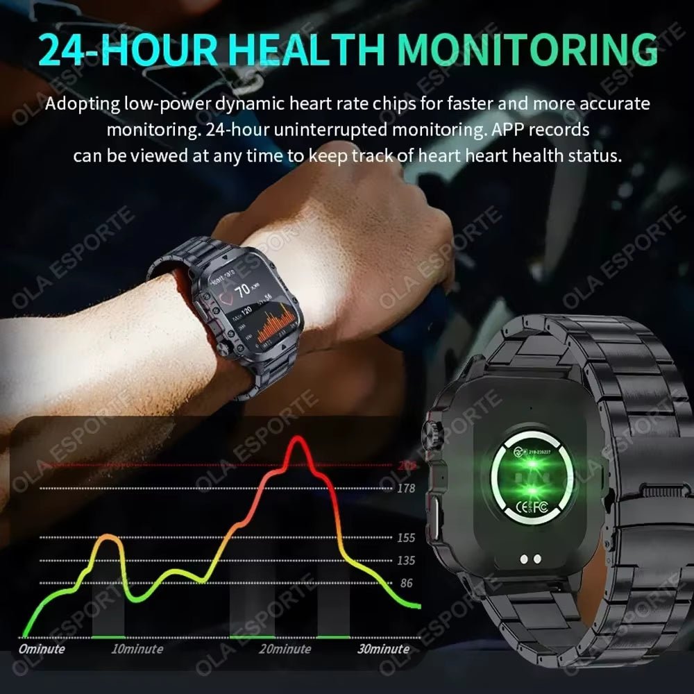 Original Men Smartwatch Flashlight Bluetooth Call Fitness Clock IP68 Waterproof Sports Men for Android IOS Smart Watch 2025 New - Stashed cav