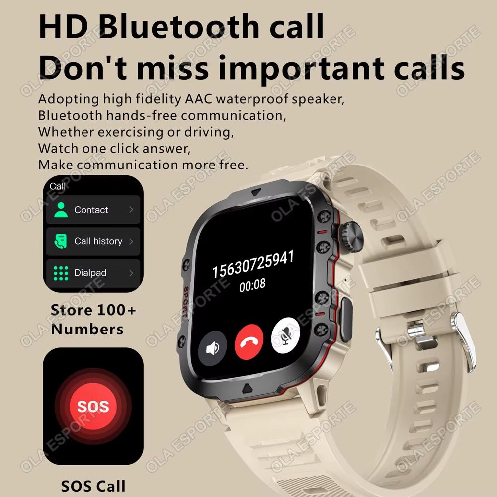 Original Men Smartwatch Flashlight Bluetooth Call Fitness Clock IP68 Waterproof Sports Men for Android IOS Smart Watch 2025 New - Stashed cav