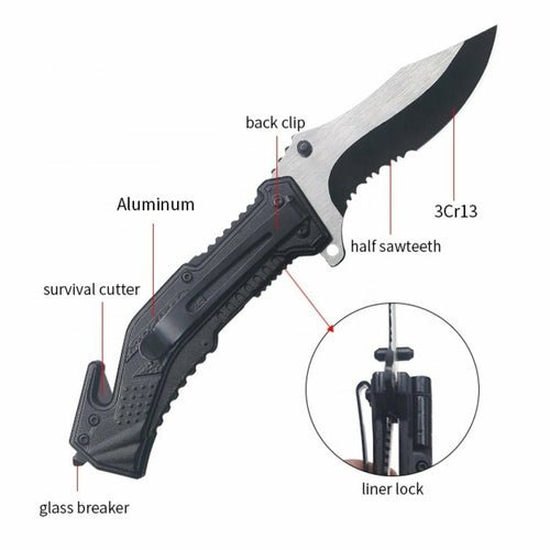 Pocket Knife with Clip Folding Knife Tactical Knife ( 5-in-1 ) - Stashed cav