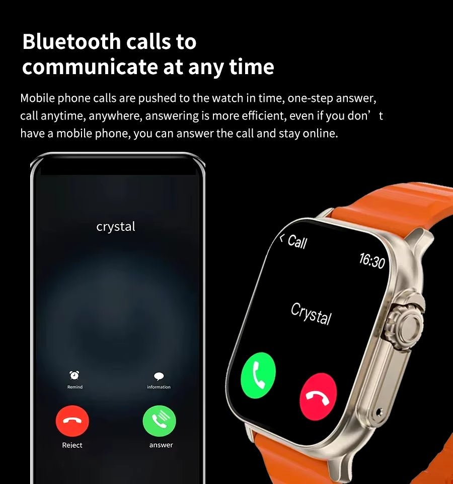 Smart Watch Bluetooth Talk Smartwatch Message Alert Heart Rate Monitor Sports Watch for Android IOS Men Women - Stashed cav