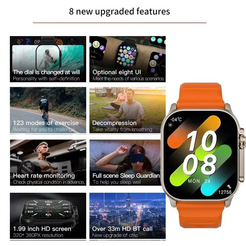 Smart Watch Bluetooth Talk Smartwatch Message Alert Heart Rate Monitor Sports Watch for Android IOS Men Women - Stashed cav