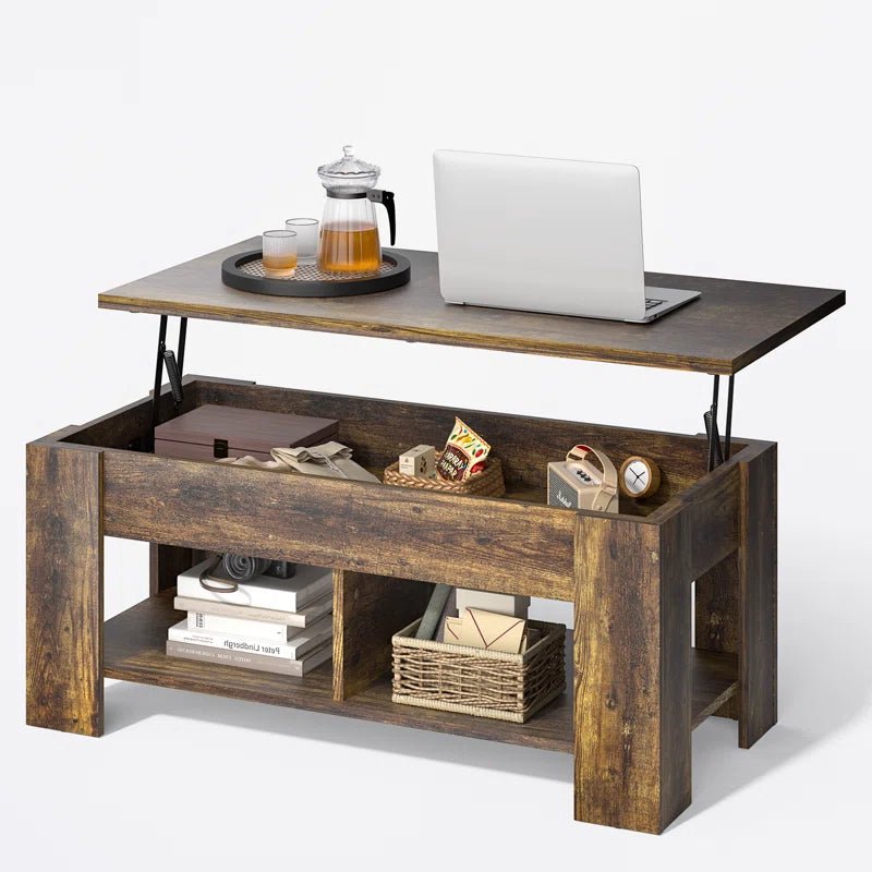 Sparta Lift Top Extendable Coffee Table with Storage - Stashed cav