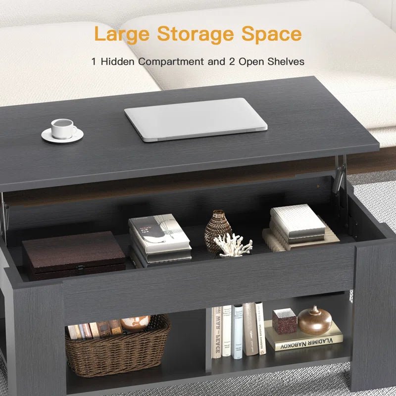 Sparta Lift Top Extendable Coffee Table with Storage - Stashed cav