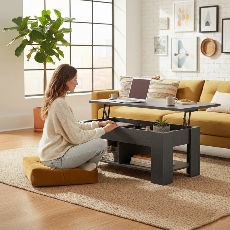 Sparta Lift Top Extendable Coffee Table with Storage - Stashed cav