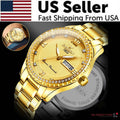 Waterproof Gold Men'S Watch Classic Stainless Steel Quartz Analog Business Gift - Stashed cav