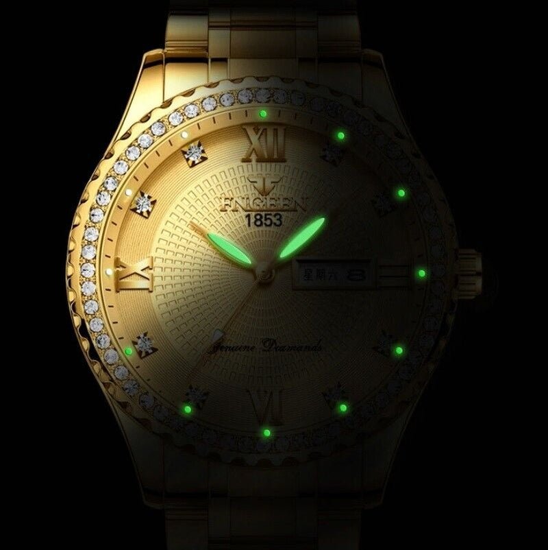 Waterproof Gold Men'S Watch Classic Stainless Steel Quartz Analog Business Gift - Stashed cav