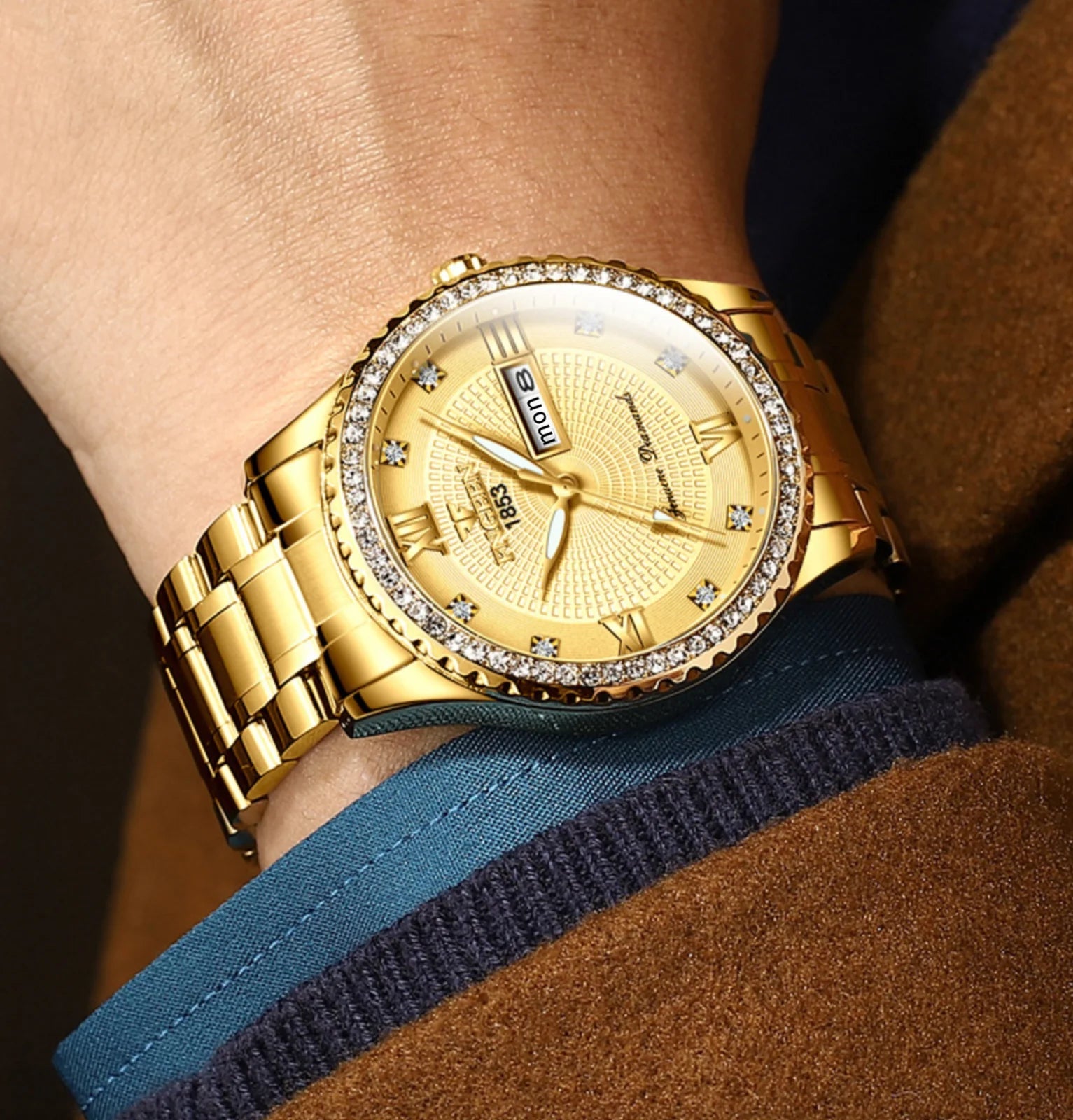 Waterproof Gold Men'S Watch Classic Stainless Steel Quartz Analog Business Gift - Stashed cav