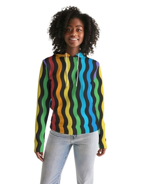 Womens Hoodie - Pullover Hooded Sweatshirt -graphic/rainbow Stripes - Stashed cav
