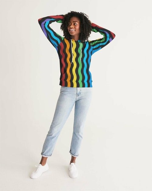 Womens Hoodie - Pullover Hooded Sweatshirt -graphic/rainbow Stripes - Stashed cav