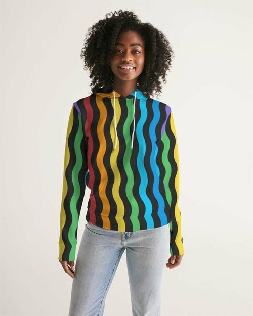 Womens Hoodie - Pullover Hooded Sweatshirt -graphic/rainbow Stripes - Stashed cav