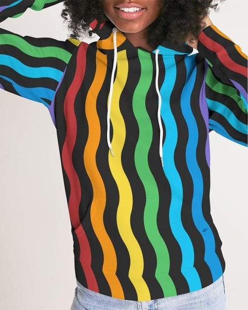 Womens Hoodie - Pullover Hooded Sweatshirt -graphic/rainbow Stripes - Stashed cav