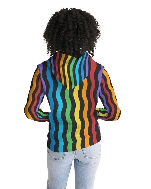 Womens Hoodie - Pullover Hooded Sweatshirt -graphic/rainbow Stripes - Stashed cav