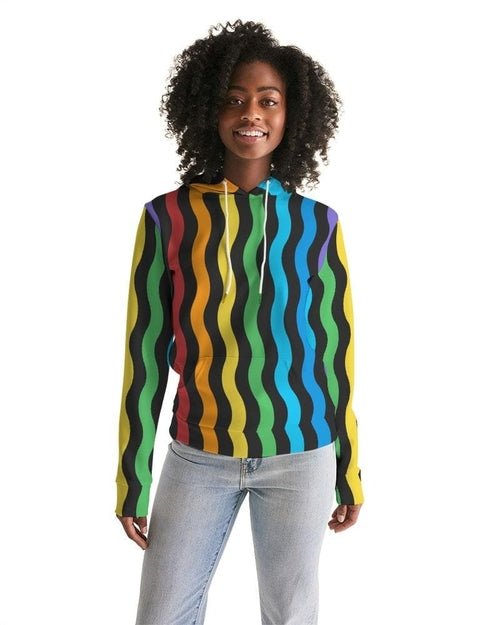 Womens Hoodie - Pullover Hooded Sweatshirt -graphic/rainbow Stripes - Stashed cav